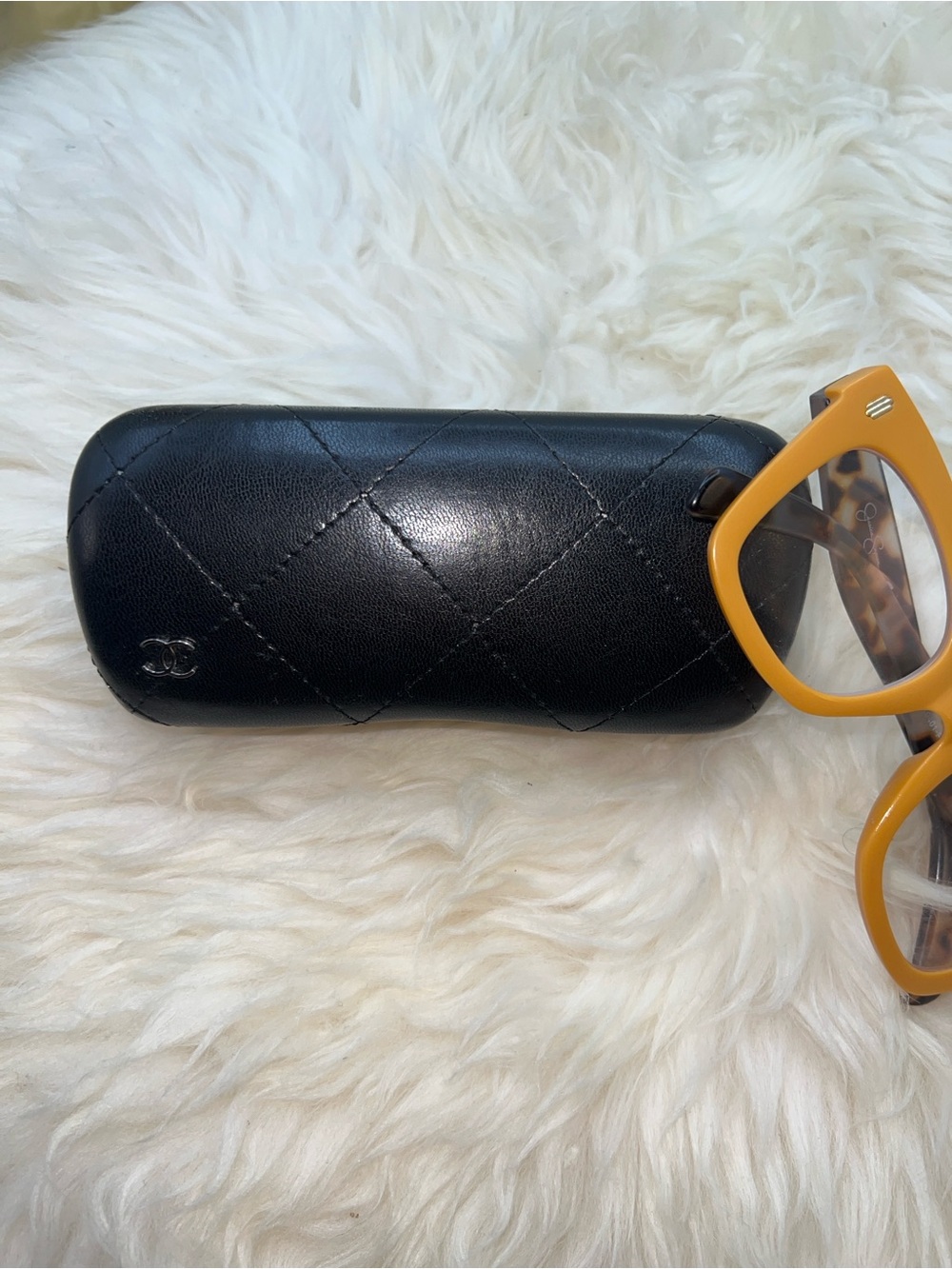Black Quilted Leather Sunglasses Case
